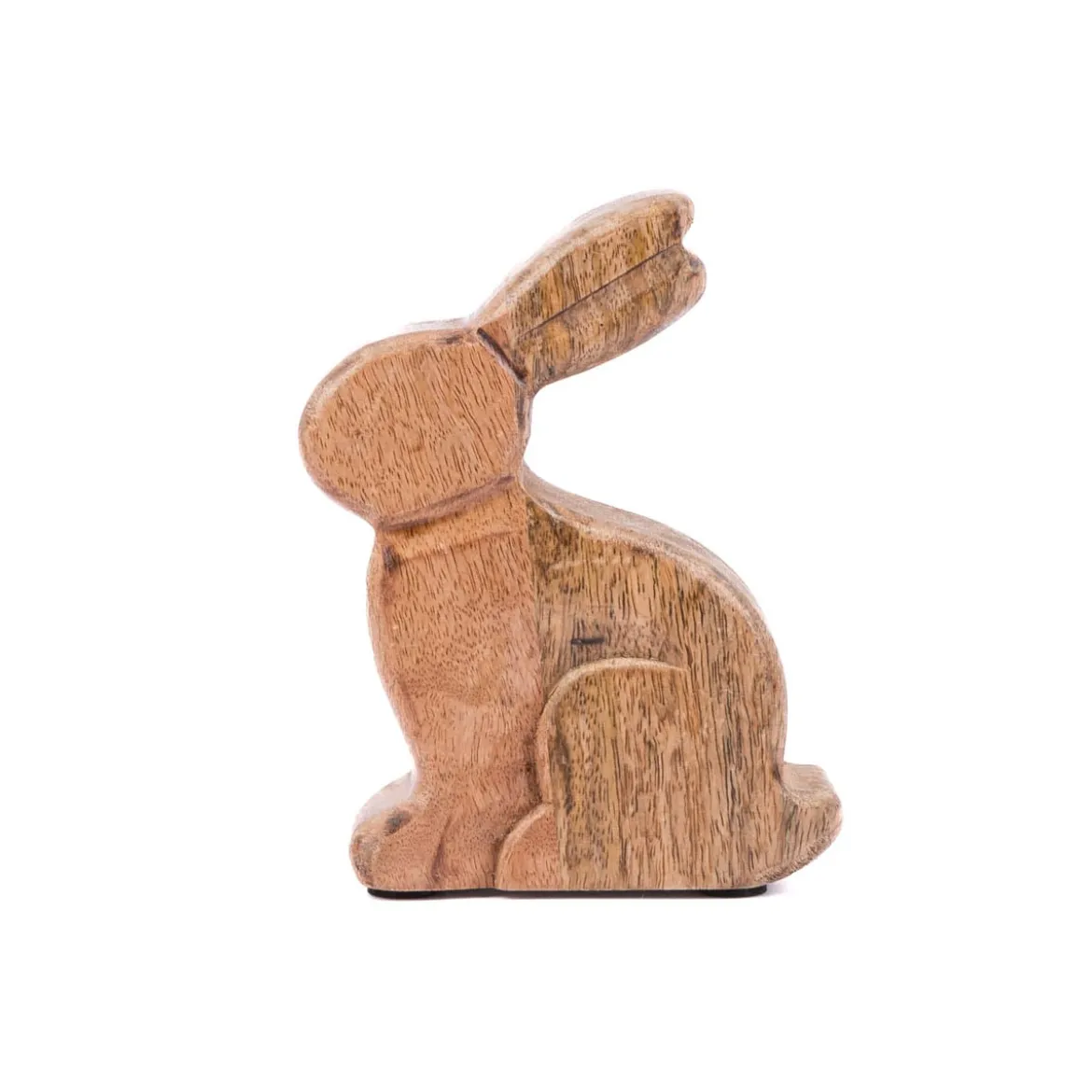 Dekofigur Hase aus Holz massiv natur 11x4x15,5cm