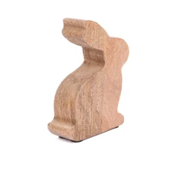Dekofigur Hase aus Holz massiv natur 11x4x15,5cm