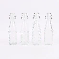Deko Flasche mit Drahtbügelverschluss Glas verschiedene Muster 7x27cm