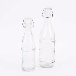 Deko Flasche mit Drahtbügelverschluss Glas verschiedene Muster 7x27cm