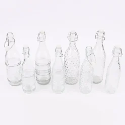 Deko Flasche mit Drahtbügelverschluss Glas verschiedene Muster 7x27cm