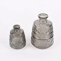 Dekoflasche mit Musterprägung geometrisch Glas verschiedene Farben 7,5x11cm