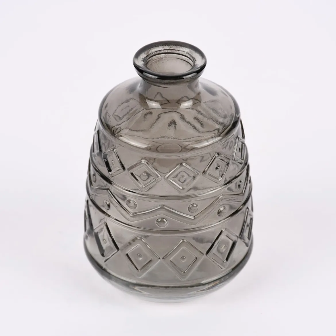 Dekoflasche mit Musterprägung geometrisch Glas verschiedene Farben 7,5x11cm