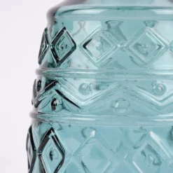 Dekoflasche mit Musterprägung geometrisch Glas verschiedene Farben 10,5x15cm