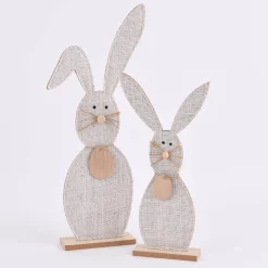 Deko Hase Materialmix Jute Filz Holz natur 31cm oder 43cm