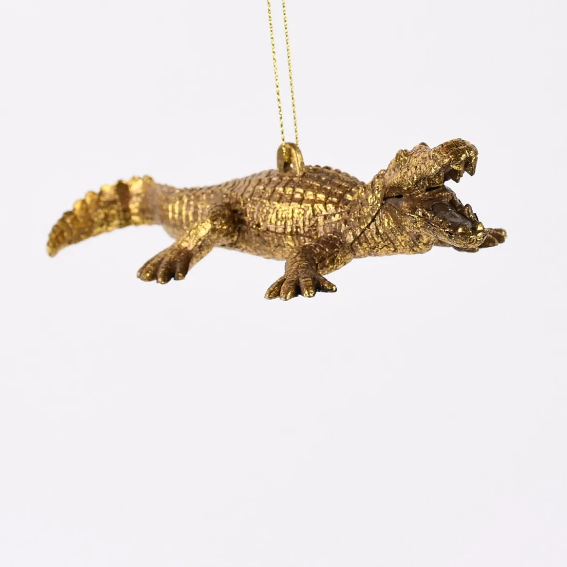 Dekohänger Krokodil Kunststoff goldfarbig 16x7x3,5cm
