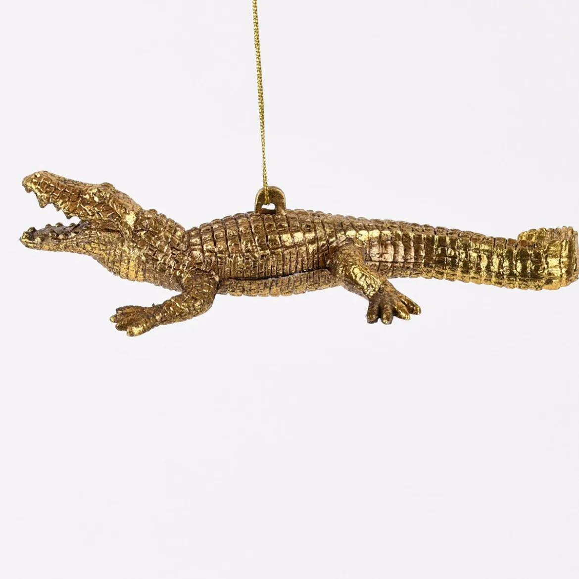 Dekohänger Krokodil Kunststoff goldfarbig 16x7x3,5cm