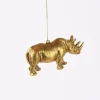Dekohänger Rhinozeros Kunststoff goldfarbig 12,5x3,5x6,5cm