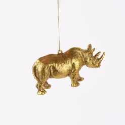 Dekohänger Rhinozeros Kunststoff goldfarbig 12,5x3,5x6,5cm