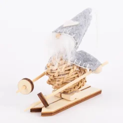 Deko Hänger Wichtel Flavio 2 Stück auf Holzski Filz Holz 8x9x3cm verschiedene Farben