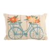 Dekokissen Baumwolle Fahrrad mit Blumen Streifen natur türkis orange 40x60cm