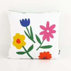 Dekokissen Blumen weiß bunt grün 45x45cm