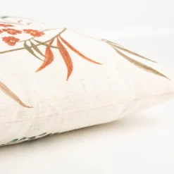Dekokissen Leinenstruktur Vögel Blumen Blätter natur marsala grün 45x45cm