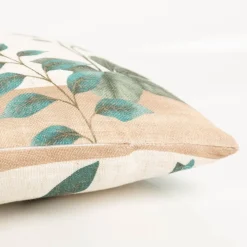 Dekokissen Leinenstruktur Vögel Blumen Blätter natur marsala grün 30x50cm