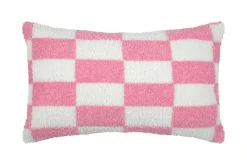 Dekokissen Schachbrettmuster Karo rosa weiß 30x50cm
