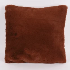 Deko Kuschelkissen Plüsch einfarbig dark camel 45x45cm