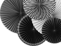 Deko Rosetten Black & White Mix Papier 5er Set schwarz weiß verschiedene Größen