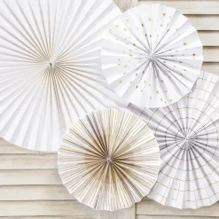 Deko Rosetten Papier 4er Set weiß goldfarbig versch. Größen