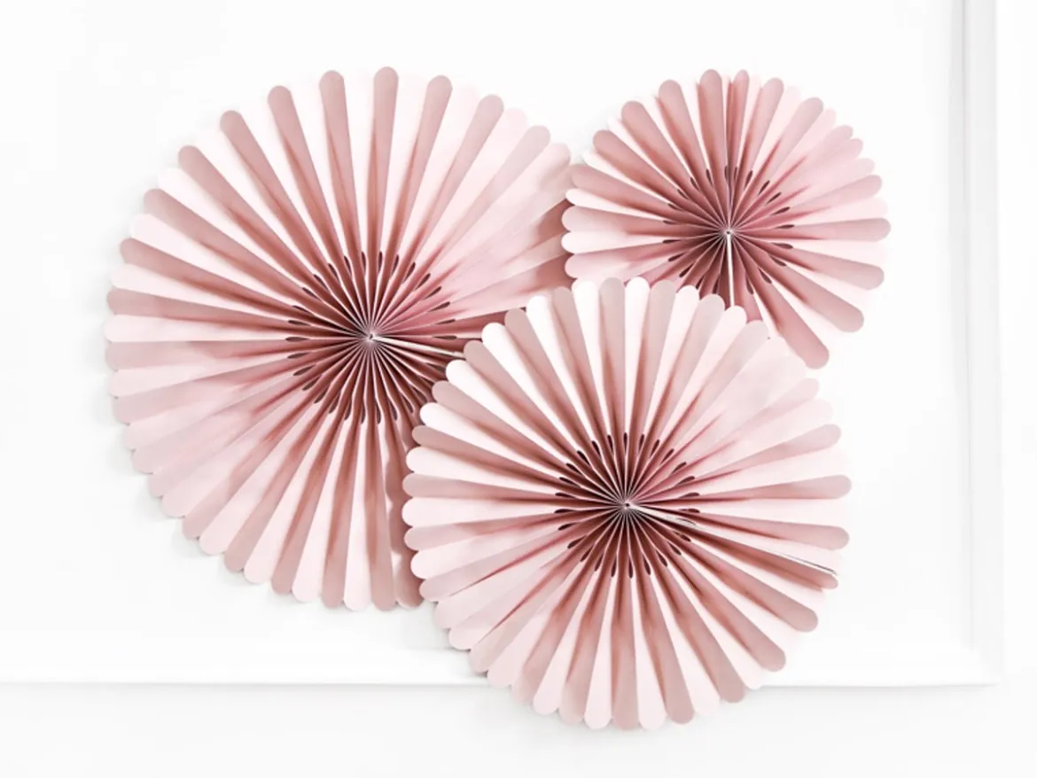 Deko Rosetten Wellenkante mit Perforierung Papier 3er Set rosa verschiedene Größen