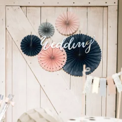 Deko Rosetten Wellenkante Papier 5er Set pastellfarben grau versch. Größen