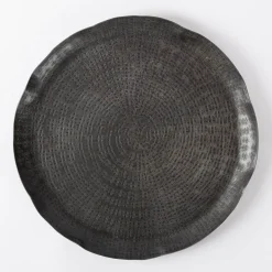 Dekoschale Teller aus Aluminium mit Prägedessin in mattem Anthrazit 37x2cm
