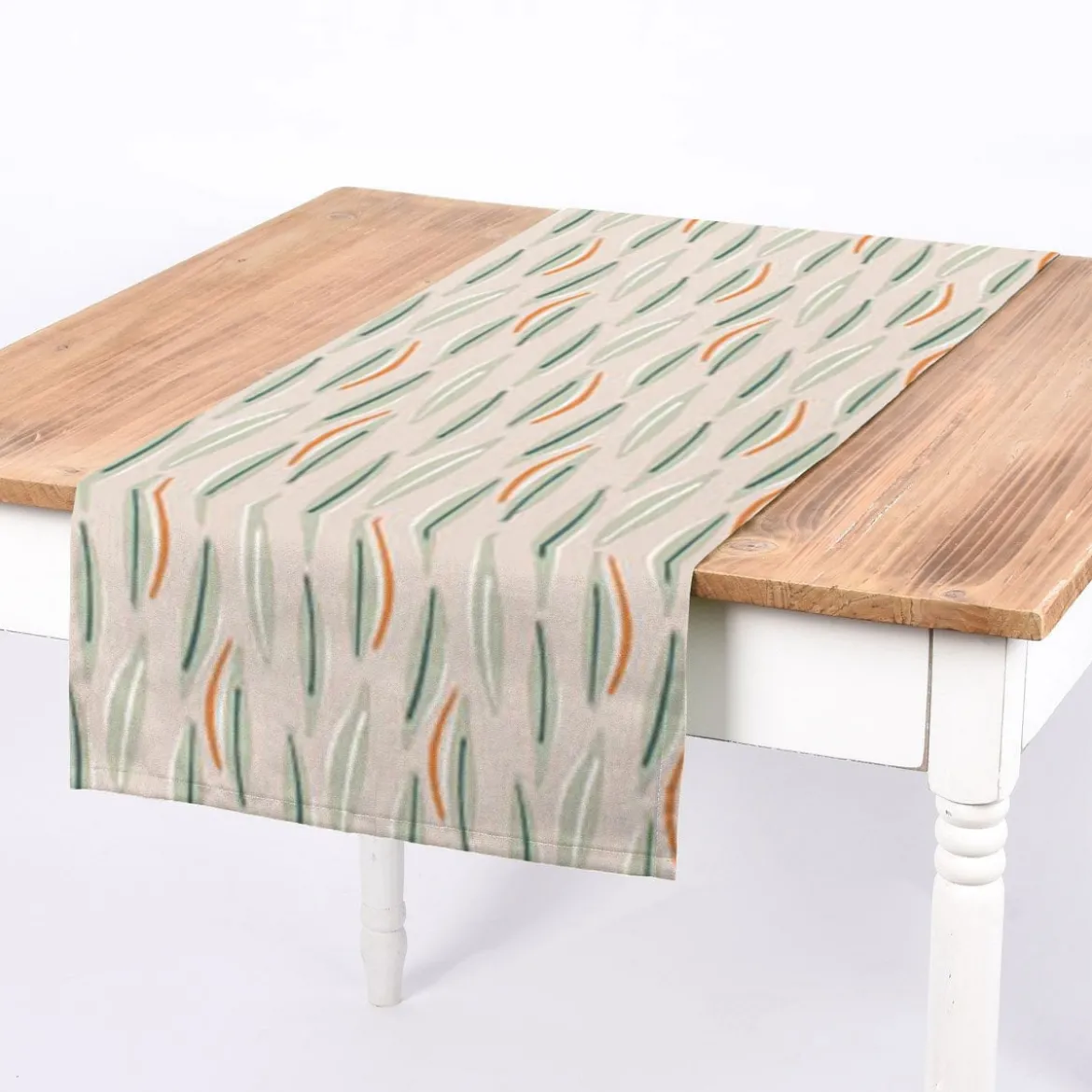 Dekostoff Baumwolle Canvas Cojio Blätter abstrakt beige grün 1,5m Breite