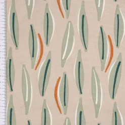 Dekostoff Baumwolle Canvas Cojio Blätter abstrakt beige grün 1,5m Breite