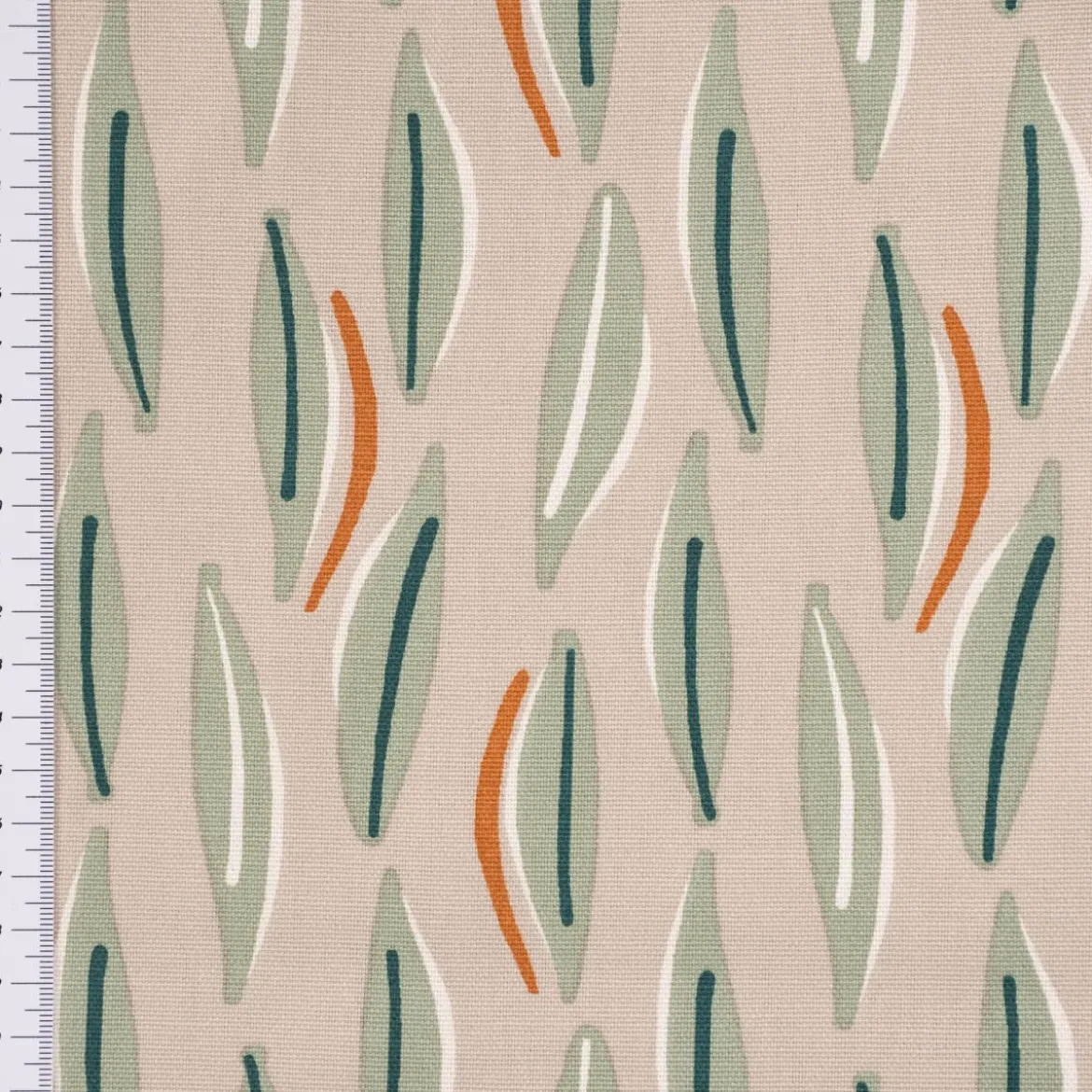 Dekostoff Baumwolle Canvas Cojio Blätter abstrakt beige grün 1,5m Breite