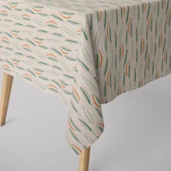 Dekostoff Baumwolle Canvas Cojio Blätter abstrakt beige grün 1,5m Breite