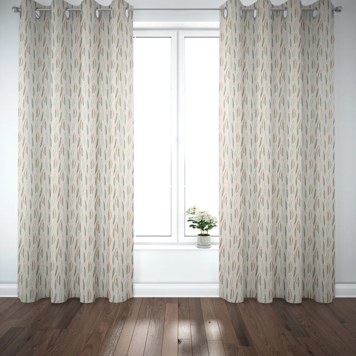 Dekostoff Baumwolle Canvas Cojio Blätter abstrakt beige grün 1,5m Breite