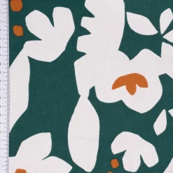 Dekostoff Baumwolle Canvas Ewazi Blätter Blumen abstrakt grün ecru 1,5m Breite