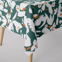 Dekostoff Baumwolle Canvas Ewazi Blätter Blumen abstrakt grün ecru 1,5m Breite