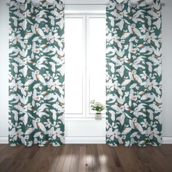 Dekostoff Baumwolle Canvas Ewazi Blätter Blumen abstrakt grün ecru 1,5m Breite