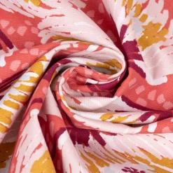 Dekostoff Baumwolle Canvas Laetizia Blumen abstrakt groß rot rosa 1,5m Breite