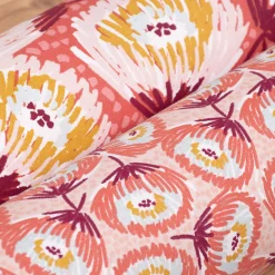 Dekostoff Baumwolle Canvas Laetizia Blumen abstrakt groß rot rosa 1,5m Breite