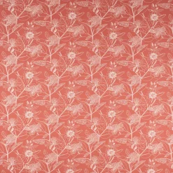 Dekostoff Baumwolle Canvas Orkeo Blumen Blätter Zeichnung marsala-rot weiß 1,5m Breite