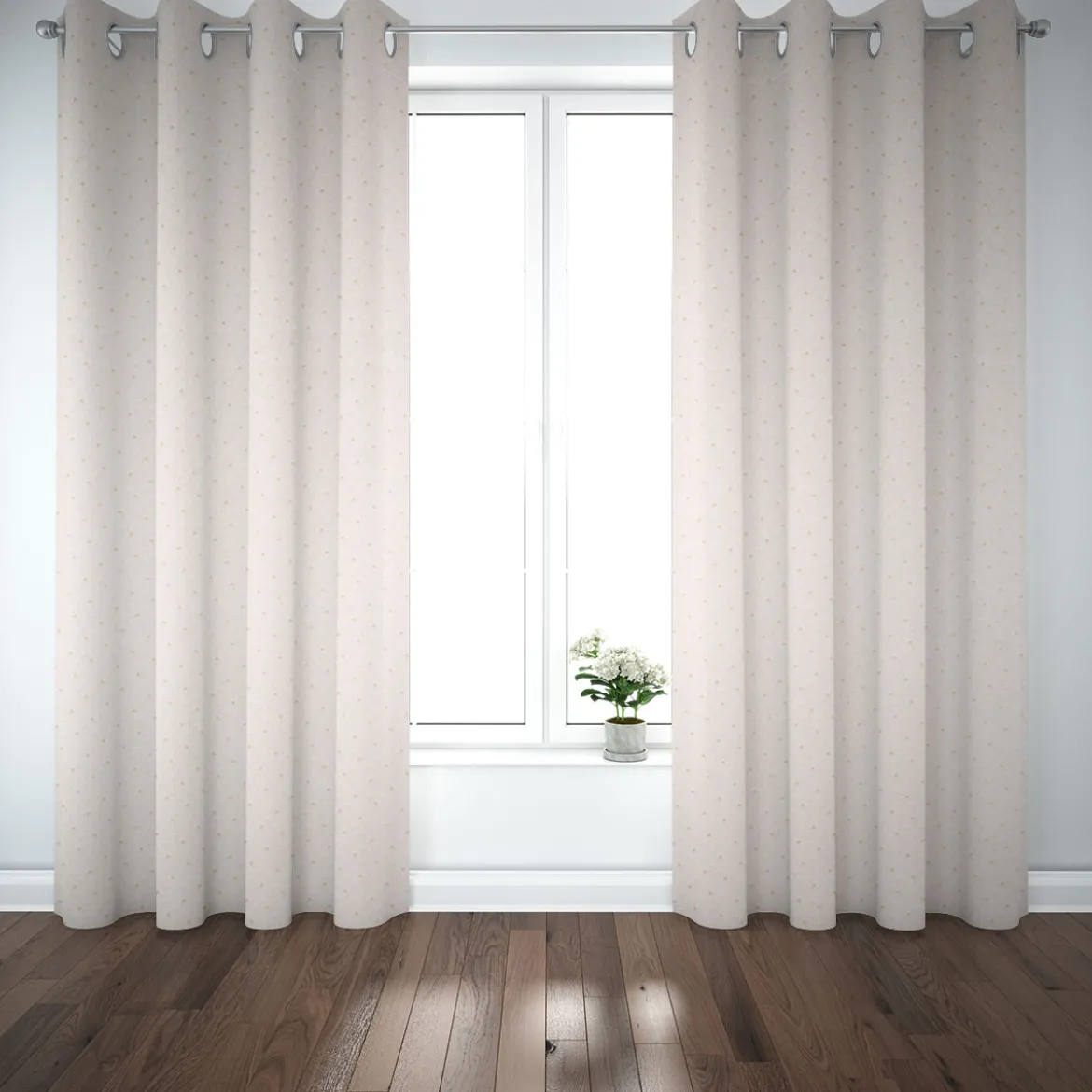 Dekostoff Baumwolle Canvas Ponto Hügel Bogen beige weiß 1,5m Breite
