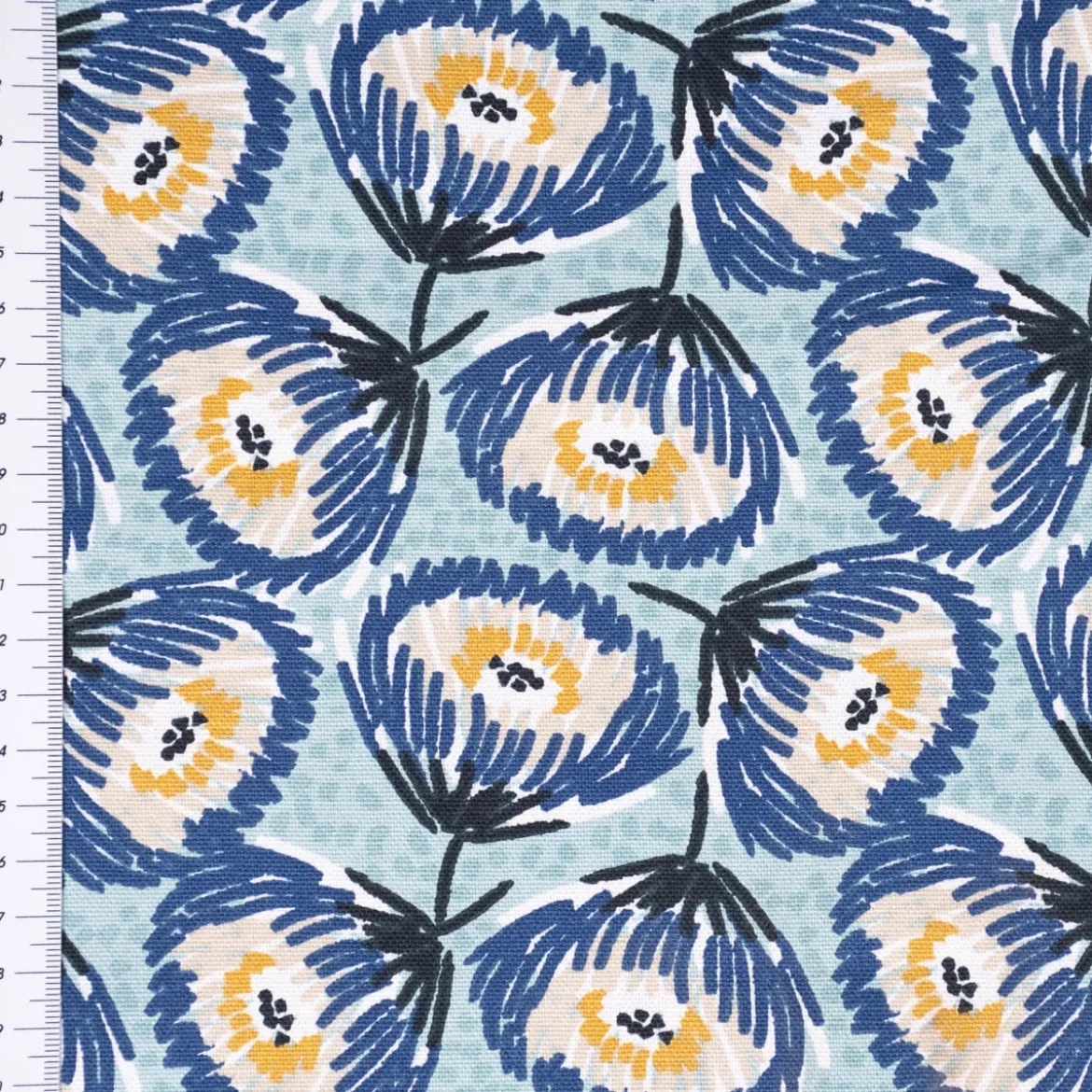 Dekostoff Baumwolle Canvas Tesaya Blumen abstrakt klein blau 1,5m Breite