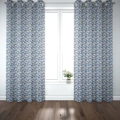 Dekostoff Baumwolle Canvas Tesaya Blumen abstrakt klein blau 1,5m Breite