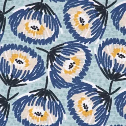 Dekostoff Baumwolle Canvas Tesaya Blumen abstrakt klein blau 1,5m Breite