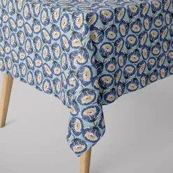 Dekostoff Baumwolle Canvas Tesaya Blumen abstrakt klein blau 1,5m Breite