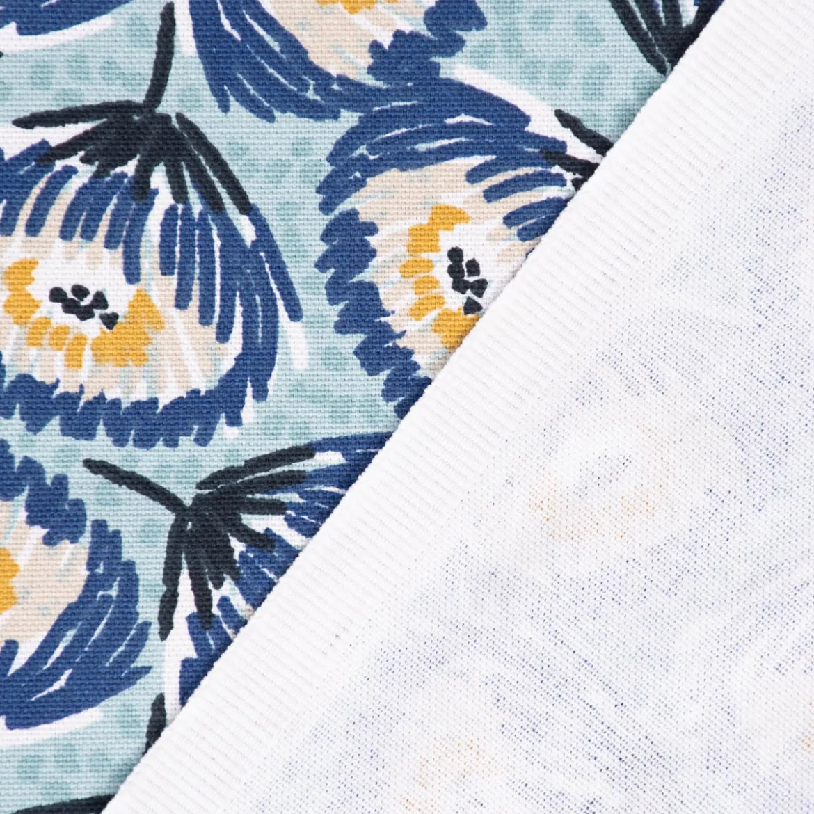Dekostoff Baumwolle Canvas Tesaya Blumen abstrakt klein blau 1,5m Breite