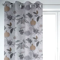 Dekostoff Baumwolle DIVALI Blumen Blüten Blätter Vogel weiß grau mint braun 1,5m Breite
