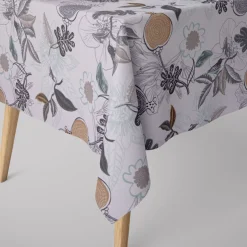 Dekostoff Baumwolle DIVALI Blumen Blüten Blätter Vogel weiß grau mint braun 1,5m Breite
