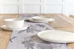 Dekostoff Baumwolle DIVALI Blumen Blüten Blätter Vogel weiß grau mint braun 1,5m Breite