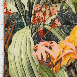 Dekostoff Baumwolle Halbpanama Garden of Eden Panel Palmen Vögel 1Stk 140x140cm