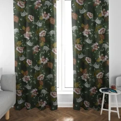 Dekostoff Baumwolle ZOOP Blumen Zebra grün braun weiß schwarz 1,5m Breite