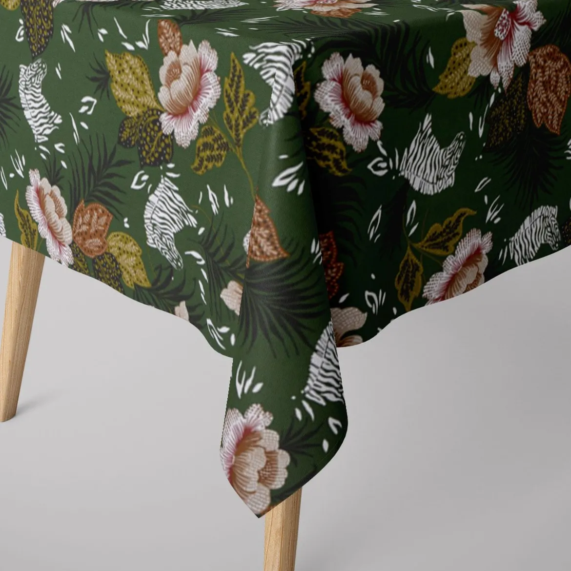 Dekostoff Baumwolle ZOOP Blumen Zebra grün braun weiß schwarz 1,5m Breite