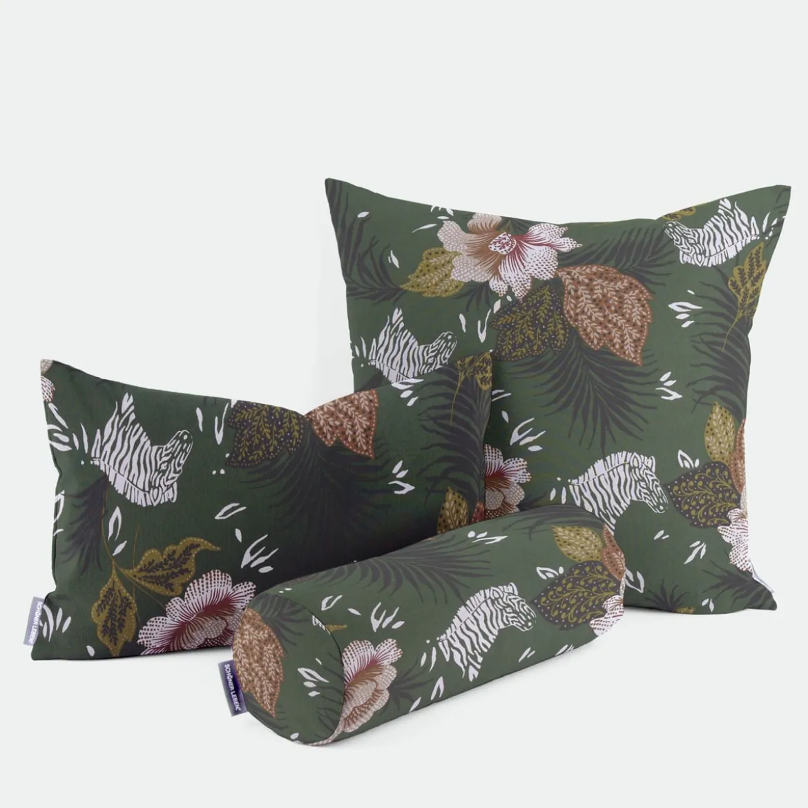Dekostoff Baumwolle ZOOP Blumen Zebra grün braun weiß schwarz 1,5m Breite