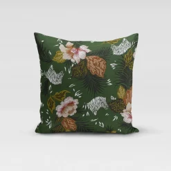 Dekostoff Baumwolle ZOOP Blumen Zebra grün braun weiß schwarz 1,5m Breite